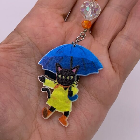 Cat In Rain Duck Car Rearview Mirror Suncatcher Prism Charm Gift Handmade CC110 - Picture 2 of 6